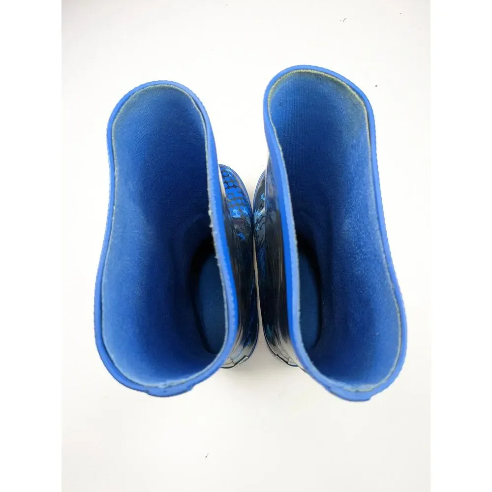 L.L. Bean Youth Size 3 Blue Patterned Wellies Rain Boots